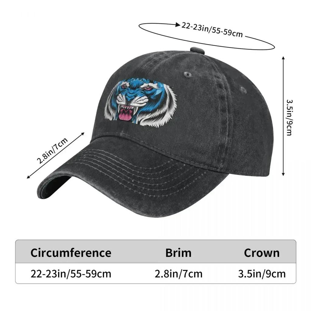 Blue Tiger Head Cowboy Hat Snapback Cap Bobble Hat Sun Hat For Children Men Women's