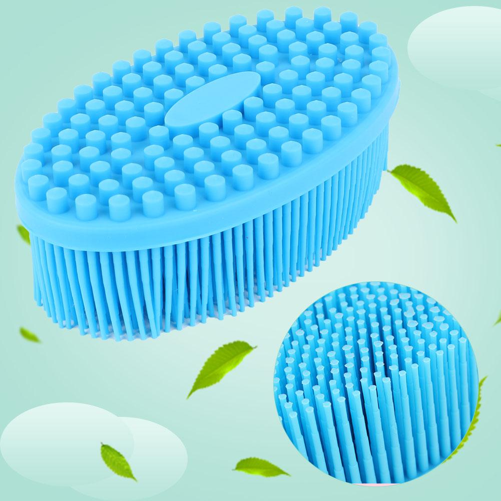 Silicone Baby Sensory Brush Massage Bath Tactility Training Brush Head Hair Washer Comb(Blue)