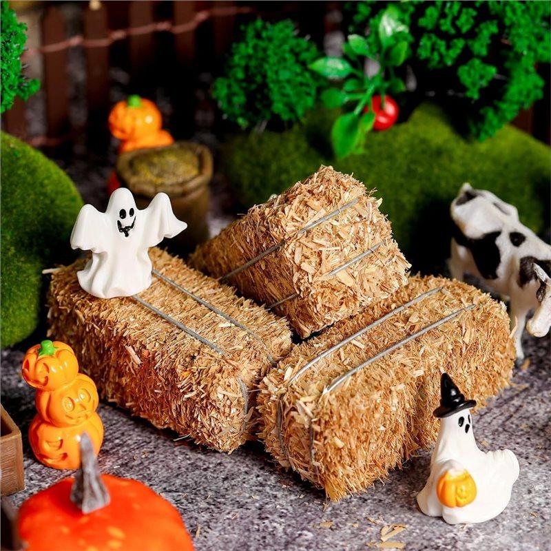 M-Modern-For Dollhouse Compatible 12 Pcs Mini Hay Bales- Small Decorative Straw Bale Set For Western Themed Parties, Fall Decora