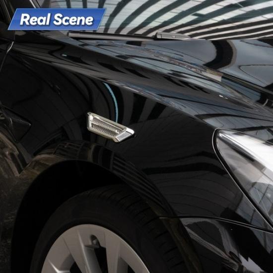 2Pcs Silver Chrome Auto Car Accessories Air Flow Fender Side Vent Sticker Trim | Easy Installation | Xukey | Aftermarket