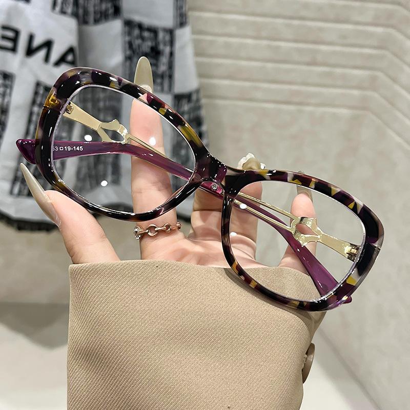 Anti-Blue Light Small Glasses Frame 100 With Female Degree Sweet And Cool Glasses Myopia Face Can Be Leopard Print Plain Glasses