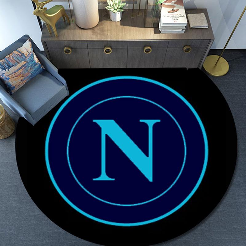 Tappeto Rotondo Stampato SSC Napoli, Tappeto Circolare Antiscivolo Lavabile per Soggiorno Camera da Letto Sala Giochi, Decorazione per Tifosi Sportivi, Regalo per Feste Compleanni