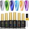 Biutee Eye Gel Color Gel Magnetic Gel Gel Nail Set 6 8ml with Fine Magnetic Gel Cat's Light-Changing (2 Types, Colors, Total) UV/LED Compatible,