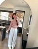 2026 Spring Korean Color Block One-Shoulder Knitwear: Loose Fit, Slimming Stripe Sweater
