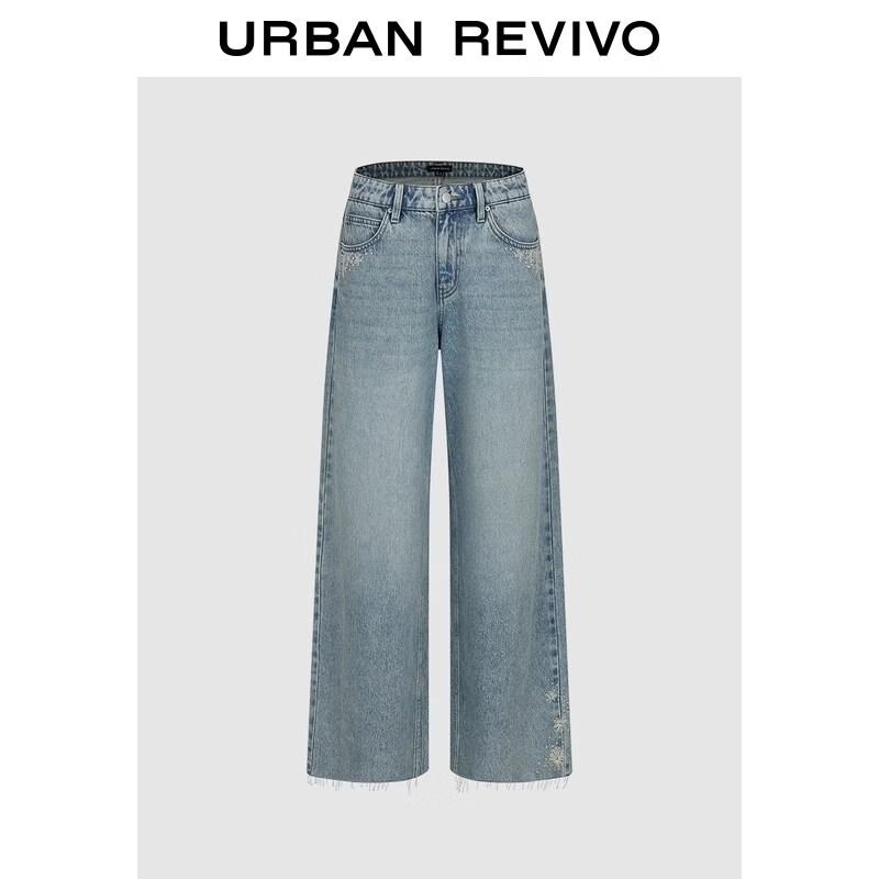 Женские джинсы UR с цветочной вышивкой и потертостями, широкие 27