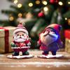 2pcs Cartoon Christmas Statue Figurine Handmade Christmas Sign Desktop Centerpieces  Cabinet