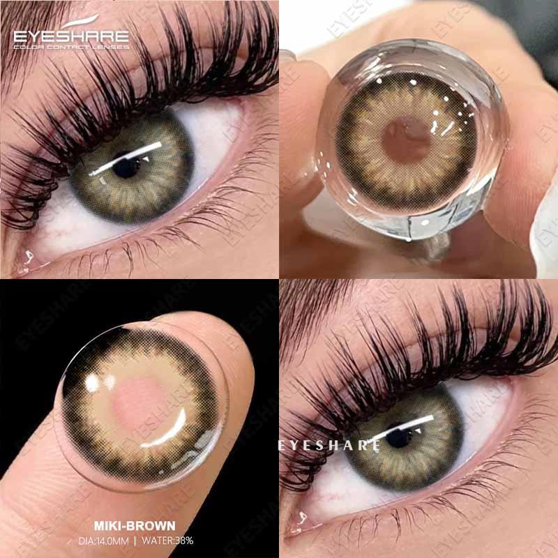Eyeshare Color Contact Lenses Brown Fresh Annual Disposable Lenses Green Comfortable Natural Contact Lenses Colored Soft Lenses for Eyes 1 Pair