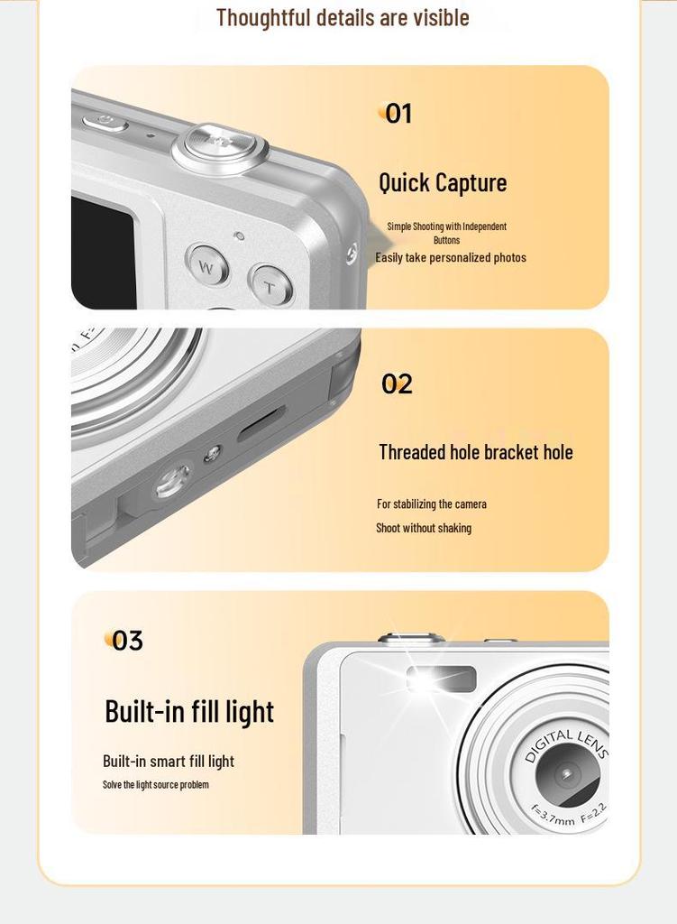 Retro Card-Sized HD CCD Camera for Students and Travel Photography