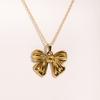 New Arrival 18K Gold Plated Charm Necklace Stainless Steel Bow Pendant Necklace for Women Trendy Charm Jewelry Waterproof