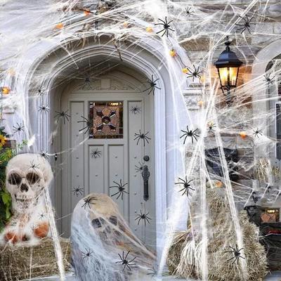 Halloween Decoration Outdoor Spider Web Fake Realistic Scary Ghost Decor Party Props Halloween Bar Decoration