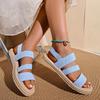 Women Sandals Summer New Fashion Trend Anti-slip Sandals Women Wear-resistant Multi-color Matching Elastic Flat Shoes for Woman