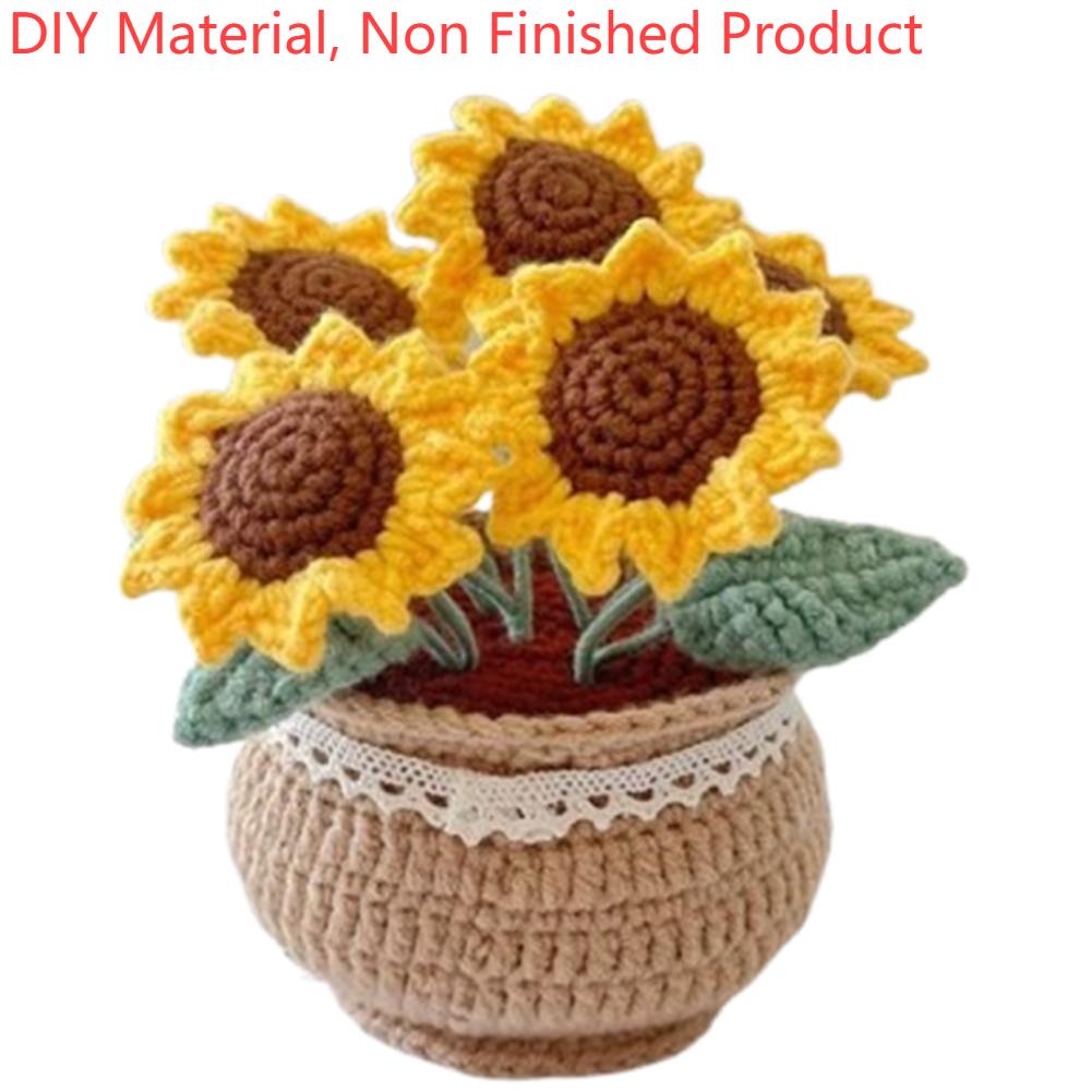 Sztuczne małe rośliny w doniczkach DIY z samouczkami wideo Zestaw do ręcznego dziergania Odporny na zużycie do dekoracji domu i pokoju Ozdoba na biurko