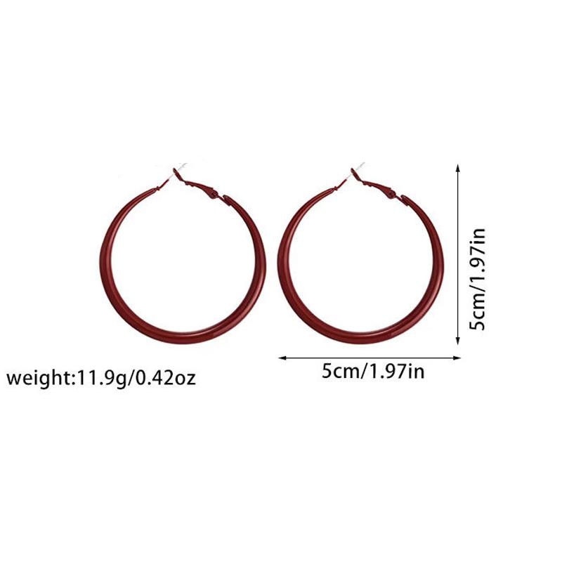 Ankela Red Big Round Hoop Earrings for Women Trendy Simple Hyperbole Geometric Circle Huggie Loop Jewelry Brincos Bijoux Gift