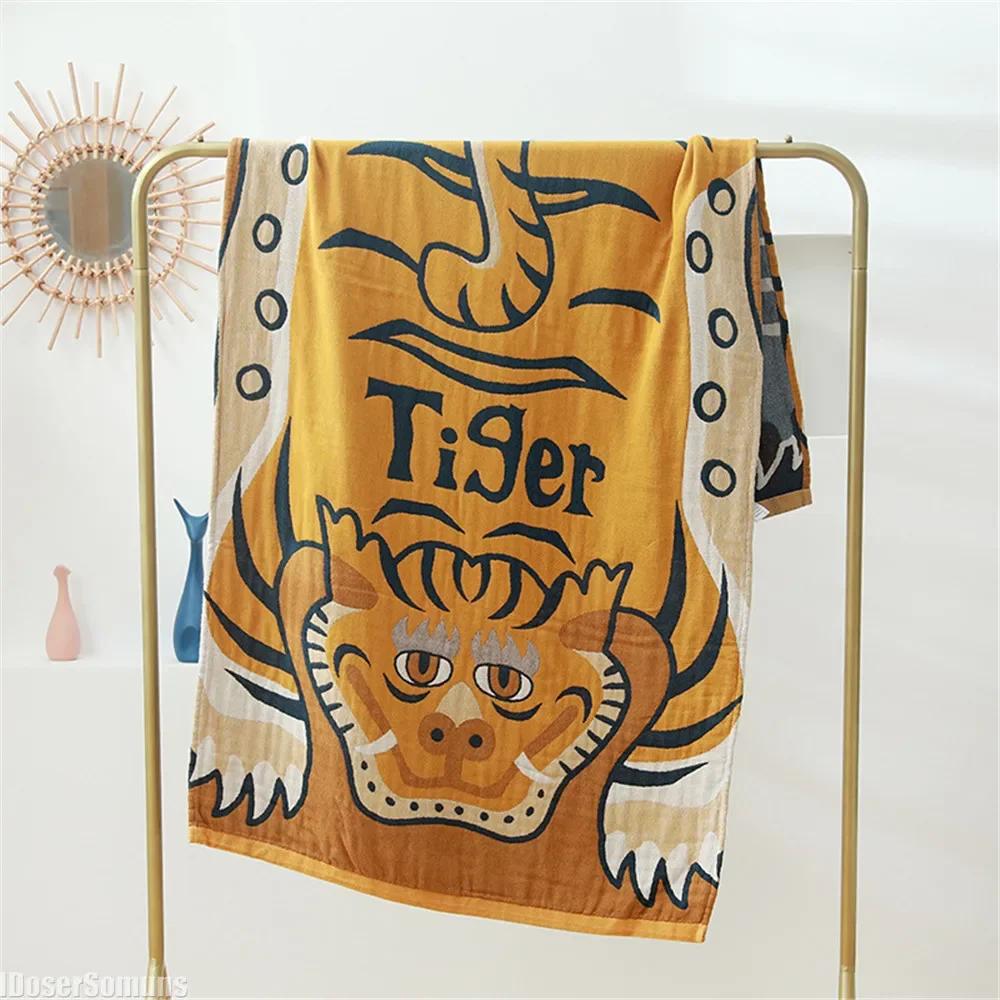 GGE Nordic Bohemian Floral Bath Towel - 80×160CM Soft Absorbent Cotton Gauze Towel for Beach Bathroom Adult Accessories