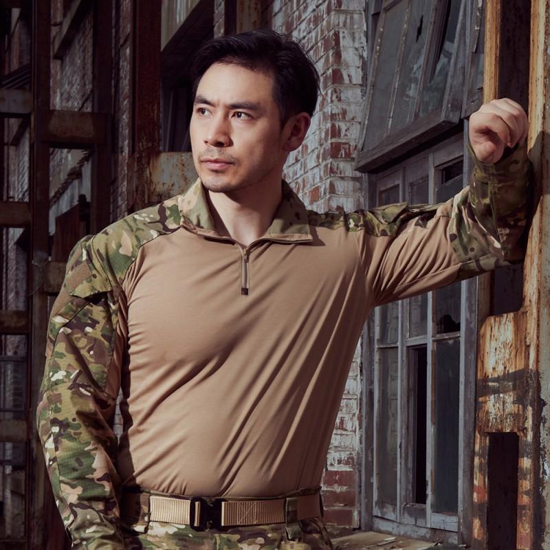 Camisa Tática Camuflada de Manga Longa Treinamento ao Ar Livre Caminhada Acampamento Homens Mulheres Estilo Militar Uniforme de Combate