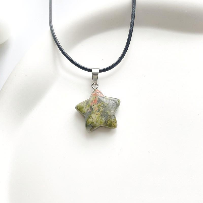 

Трендовый натуральный камень, шестигранный кристалл, розовый кварц, опал, кулон со звездой, ожерелье для женщин, флюорит, лазурит, пуля, маятник, ювелирные изделия, подарок