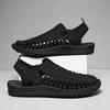 Sandals men's 2026 hollow breathable beach shoes men's woven personalized soft sole one-pedal men's shoes