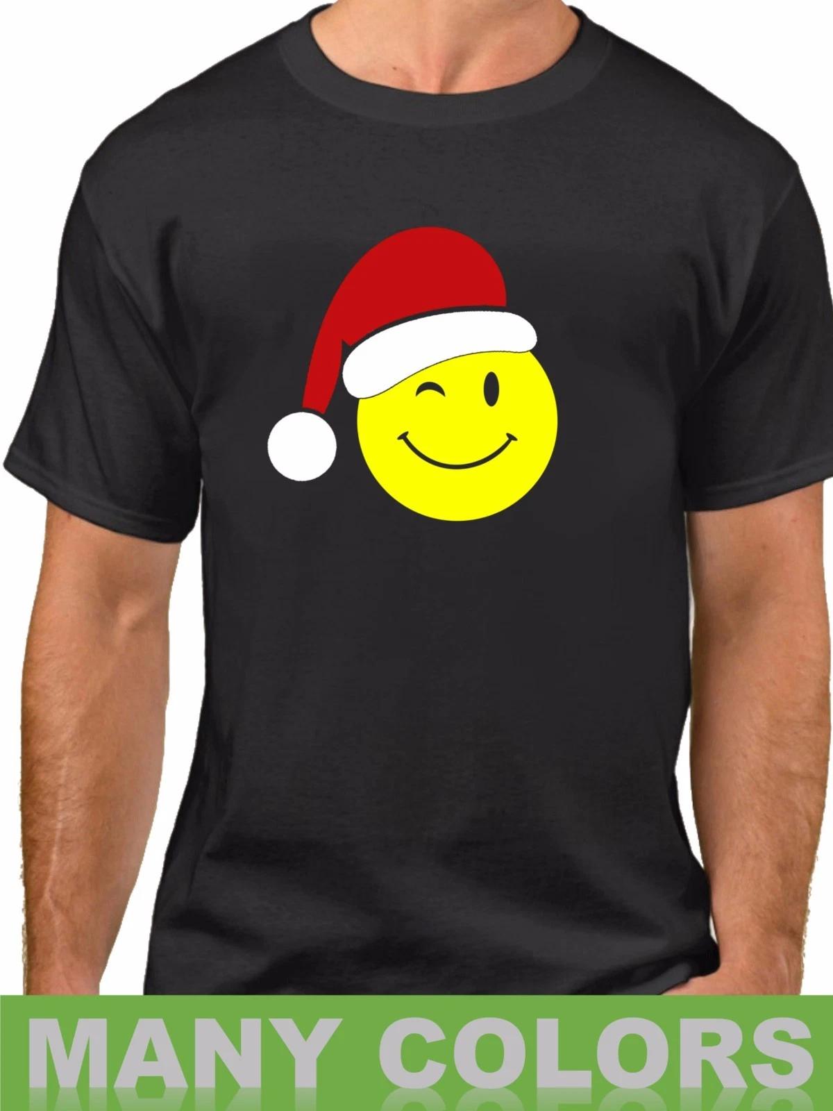 Emoticon Santa T-Shirt Christmas Xmas Tee Present Gift Funny Emojis Shirt S