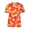 Kids Girl Lollipop 3D Printed Short Sleeved T-shirt Summer Breathable Polyester Simple Round Neck Top