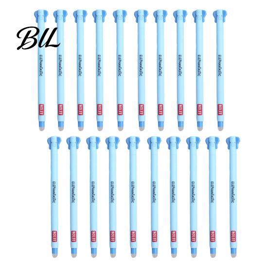 Soft Rubber Grip Pen 20Pcs Cartoon Animal Erasable Gel Pens for Kids 0.7mm Cute Cap Design Smooth Writing Stationery Easy Erase Fun School Supplies Elephant чёрный