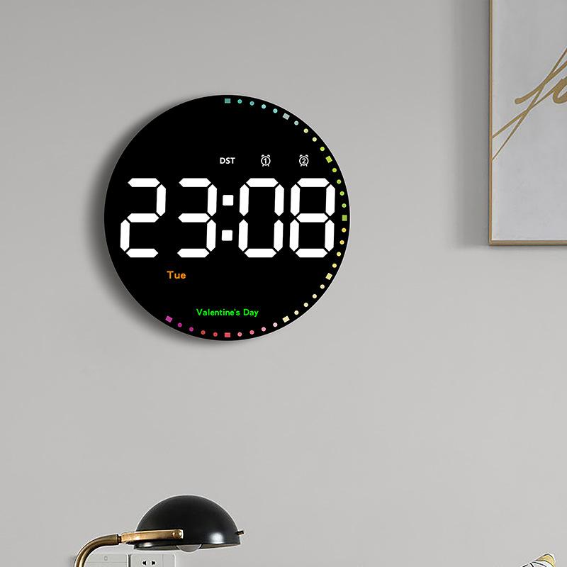 Digital Electronic Clock Perpetual Calendar Wall Clock Living Room Simple Decoration Led Clock Colorful Smart Clock Wall Hanging