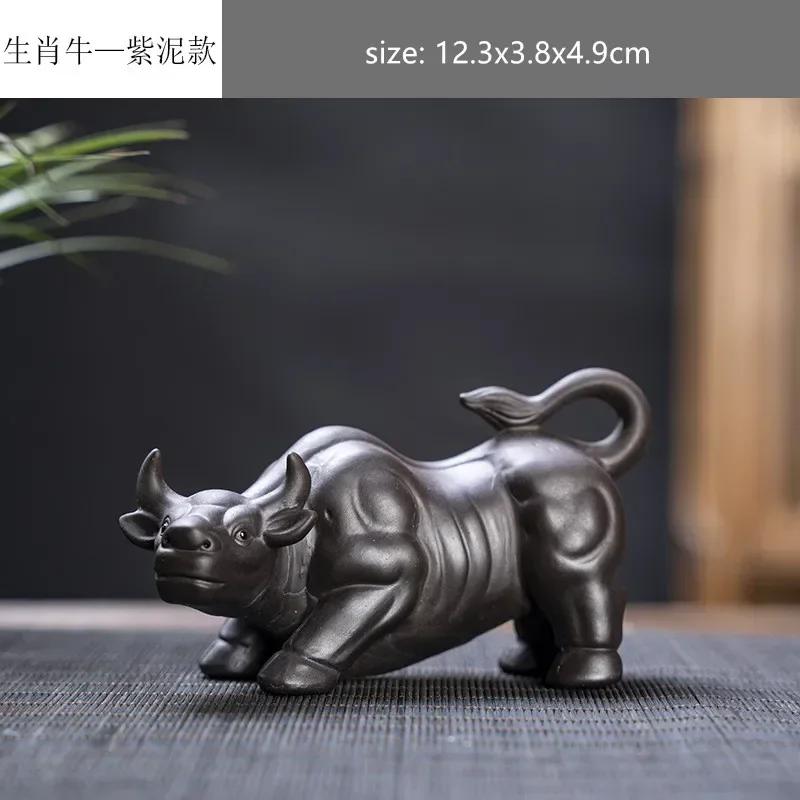 Creative Purple Sand 12 Zodiac Animal Decoration Chinese Handmade Tea Pet Lovely Feng Shui Tea Accessories Desktop Ornaments