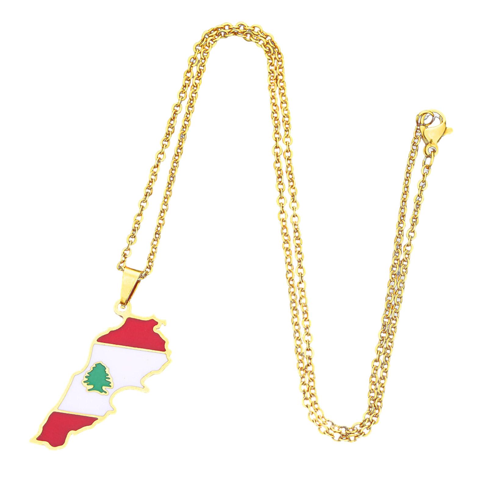 Регулируемая длина ожерелья кулон в виде ливанской карты модный эмалированный подарок для любителей путешествий золотой