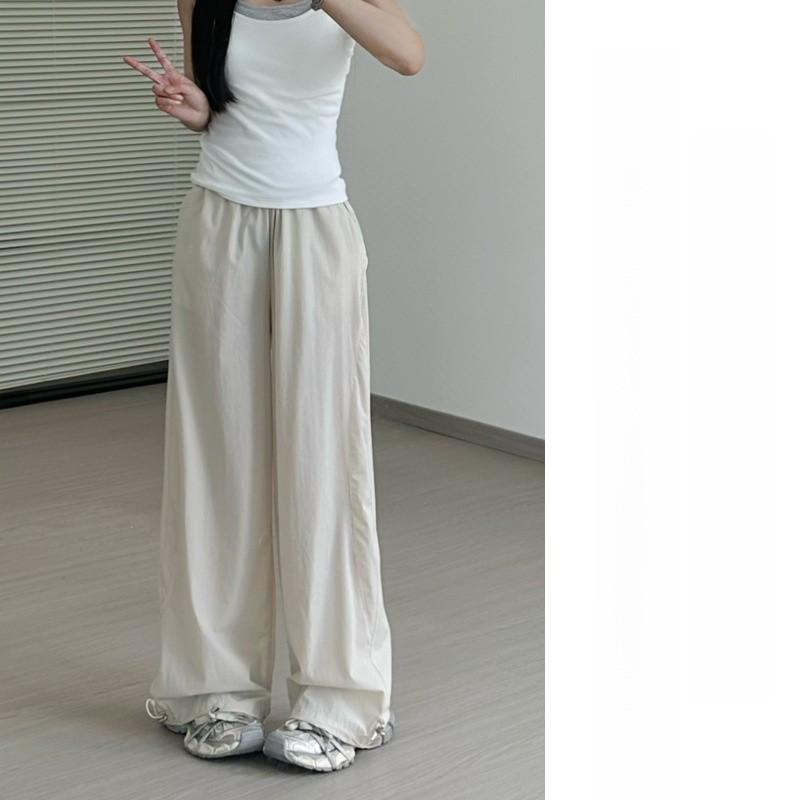 Womens Cargo Pants Summer Thin High Waist Wide Leg With Pockets For Casual Streetwear