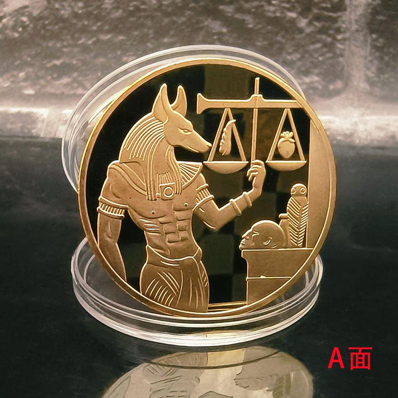 1Pc Ancient Egyptian Pharaoh, Anubis Libra Commemorative Coin, Hound Dog Head Coin, Pyramid, Commemorative Medal Gift