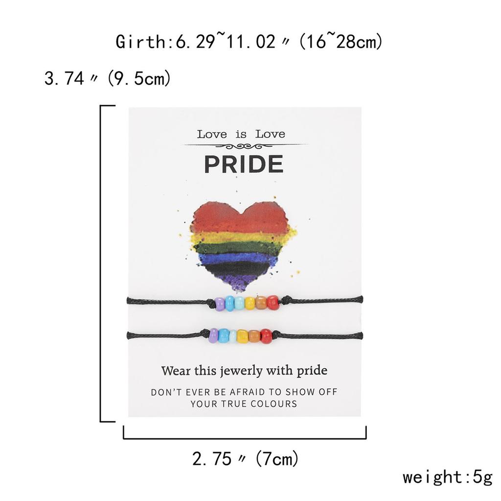 2 szt./zestaw Ręcznie robione Żywiczne Kryształowe Tęczowe Koralikowe Bransoletki LGBT Dla Kobiet Mężczyzn Ręcznie robione Plecione Bransoletki dla Pary Biżuteria Miłość Duma