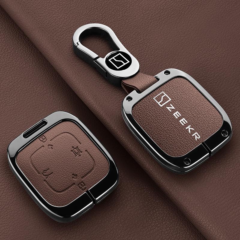 Zeekr 7X 007 001 FR 009 2024 2025 Key Fob Car RC Cover Housing Zinc Alloy Leather Car Key Case Protective Case Auto Accessories