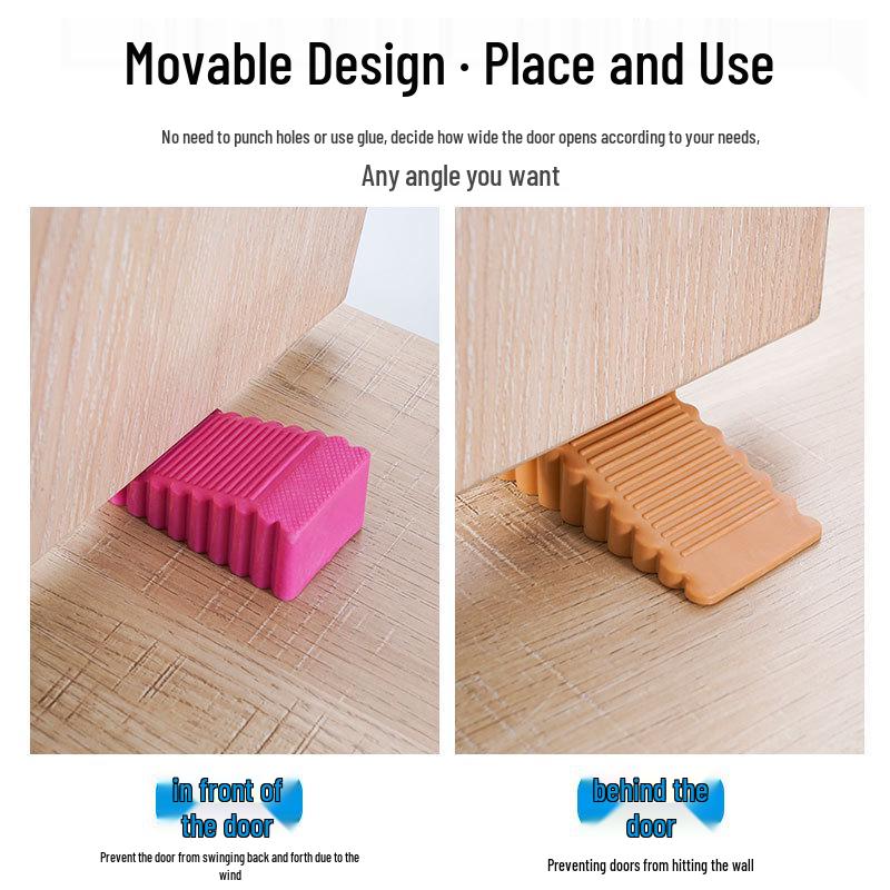 Rubber Anti-slip Windproof Door Stopper & Blocker - No-punch Anti-collision Device for Household Doors