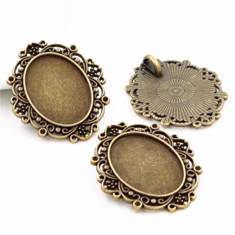 10 Stück 18x25mm Innenmaß Ovaler Anhänger Cabochon Leere Basis Fassung Fassungsschale DIY Halskette Schmuckherstellung Zubehör Fundstücke