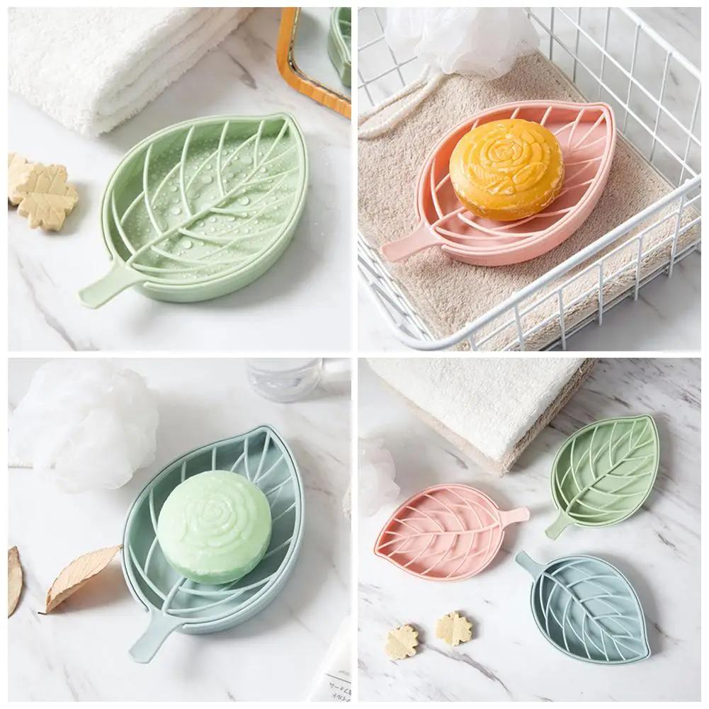 Leaf Shape Soap Holder Non Slip Soaps Box Toilet Shower Tray Draining Rack Bathroom Gadgets Soap Dish Soaps Holder Container
