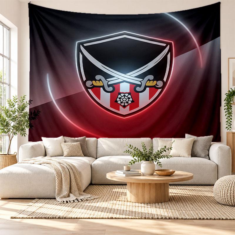 Sheffield United Fußball Wandteppich, Wandbehang aus weichem Stoff, Dekorative Kulisse für Schlafzimmer Heimwandkunst