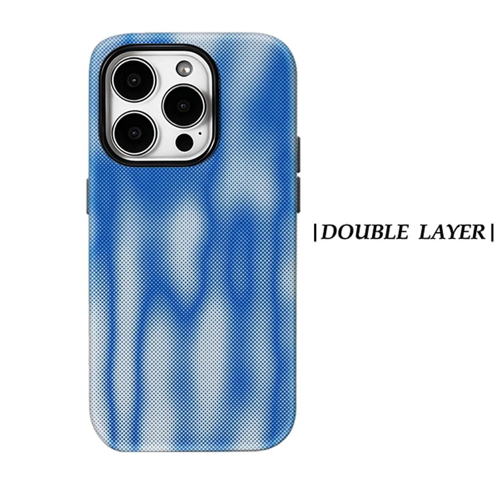 

Blue Halftone Phone Case for IPhone 17 16 15 14 13 Pro Max Plus for Magnetic Single Double-layer Tough Case For iPhone 13 Pro Max