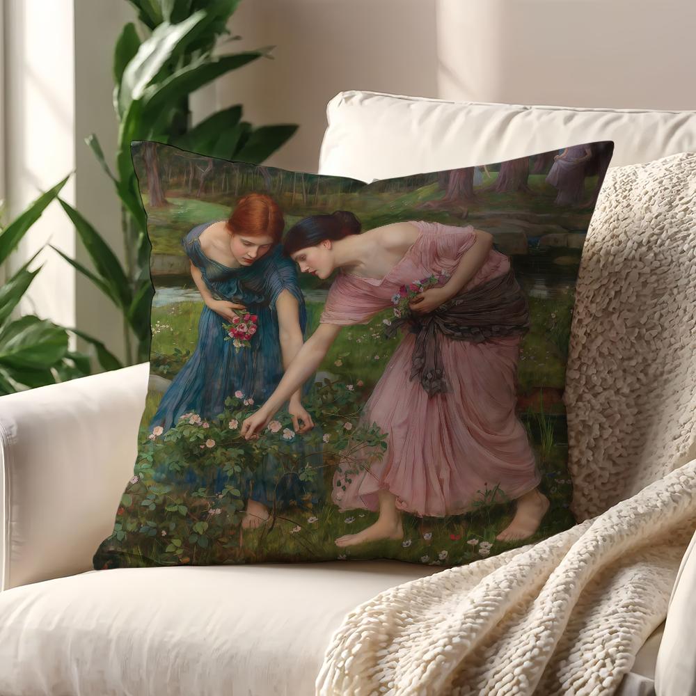Painter J-John W-WilliamS Waterhouse Cushion Cover For Pillow Printing Sofa Decoration Home Car Room Office Nordic Simplicity