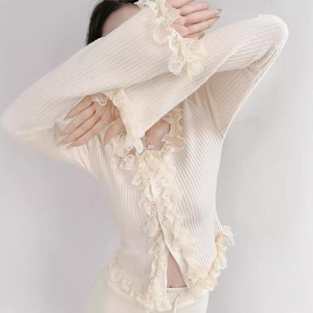 Pletený podzimní a zimní kardigan ve francouzském stylu Nový slim fit Krátký svetr s dlouhým rukávem Top Spodní tričko pro ženy