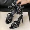 Fashion Eilyken Street Style Flower Crystal Rhinestone Pointed Toe Women Sandals  Sexy Ankle Strap Thin High Heels Banquet Wedding Shoes