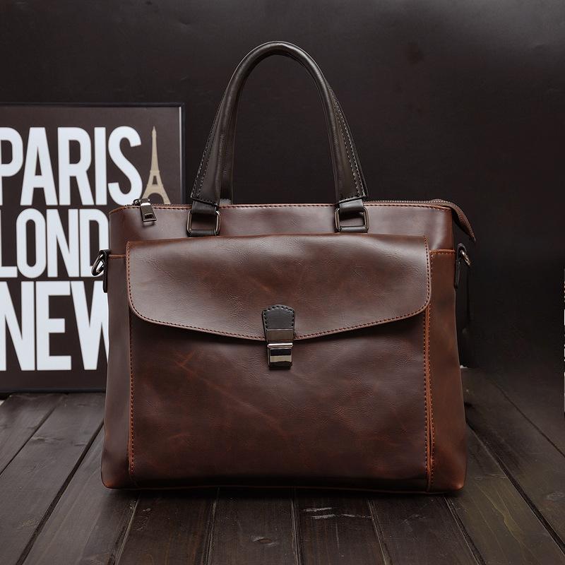 Men's Bags Handbags Horizontal Crazy Horse Leather Briefcases Men's Business Trips British and Korean Shoulder Bags Crossbody Bags
