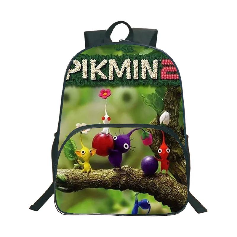 Pikmin 3D Cartoon Print Backpack Boy Girl Fashion Casual Pattern Schoolbag 16inch Fun Waterproof Knapsack DIY Custom Backpacks