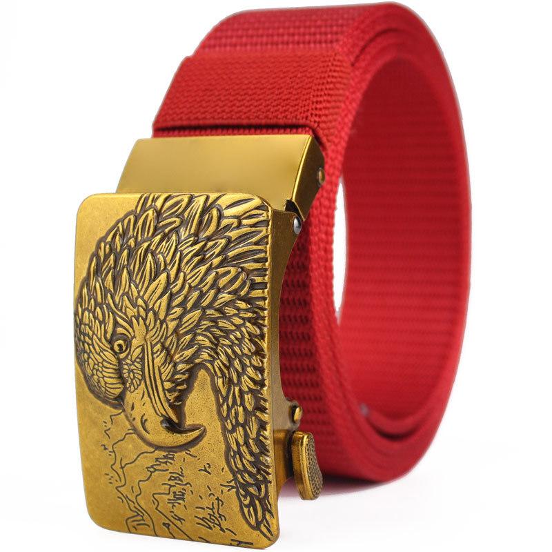 Belt, Men's Automatic Buckle Toothless Business Casual Men's Belt, Young People's Personality Trendy Nylon Canvas