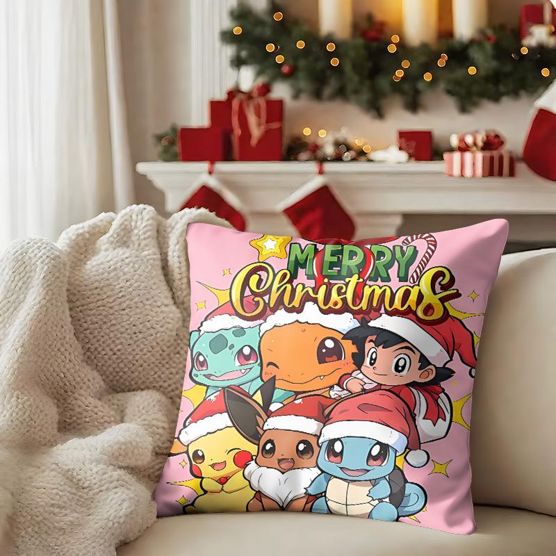 Pikachu Wears a Hat and Cute Christmas Pillow Case To Enhance the Sense of Home Atmosphere