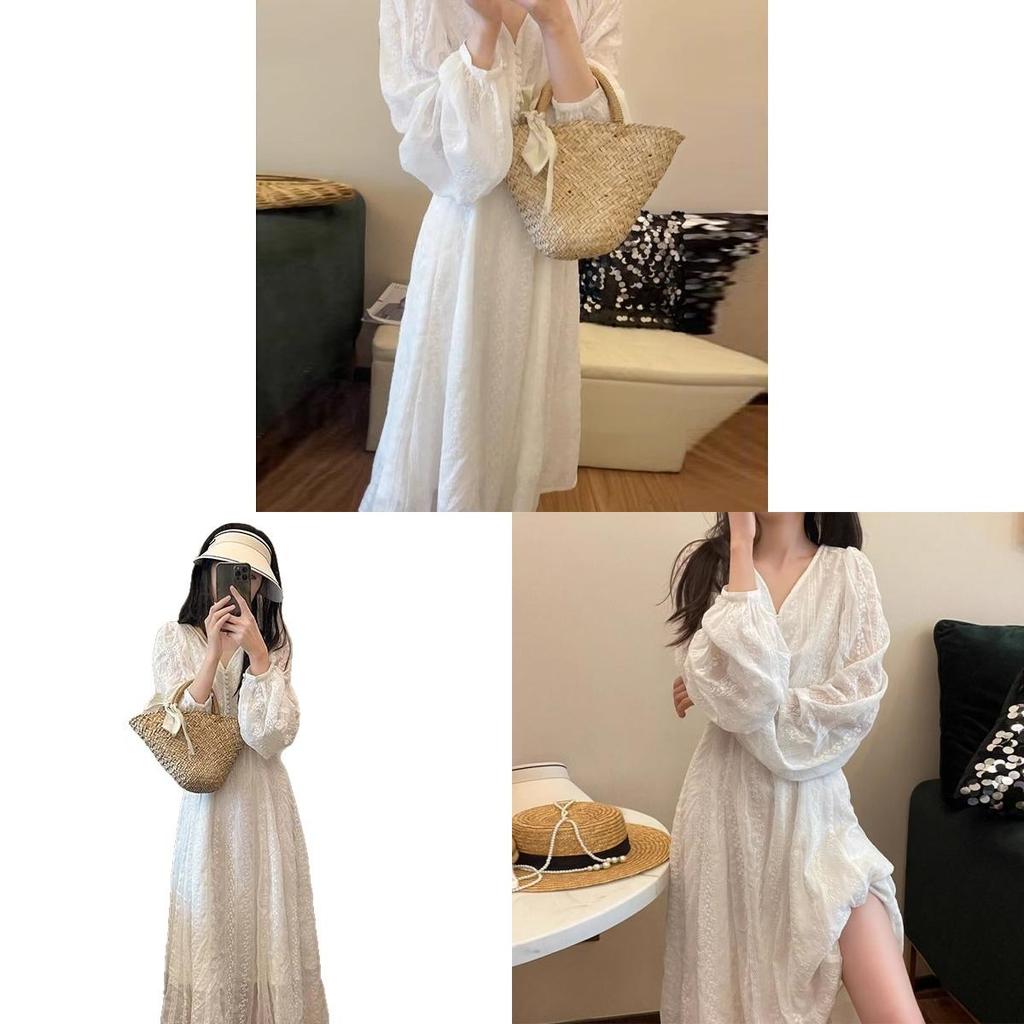 Floral Long Sleeve Dress With Embroidery For Vacation And Casual Wear