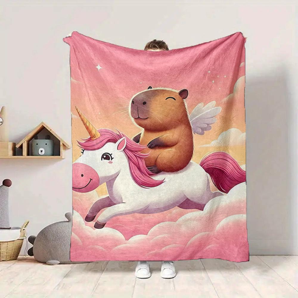 1PC Unicorn, Capybara Blanket - Soft Warm All-Season Throw for Sofa, Bed, Car, Office, Throw For Sofa yy250916097
