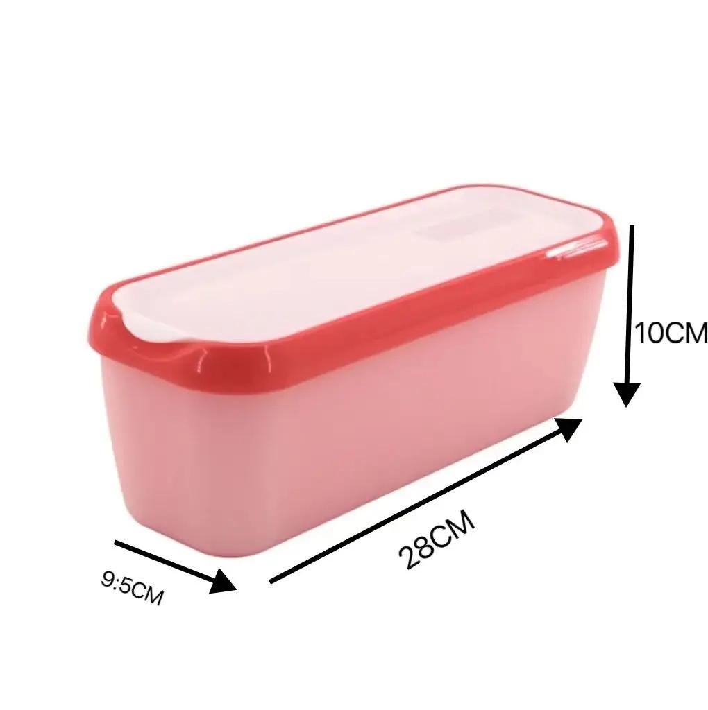 

DIY Reusable Rectangular Ice Cream Box Plastic Ice Cream Box Household Use Kitchen Refrigerator Storage Box Container with Lid розовый
