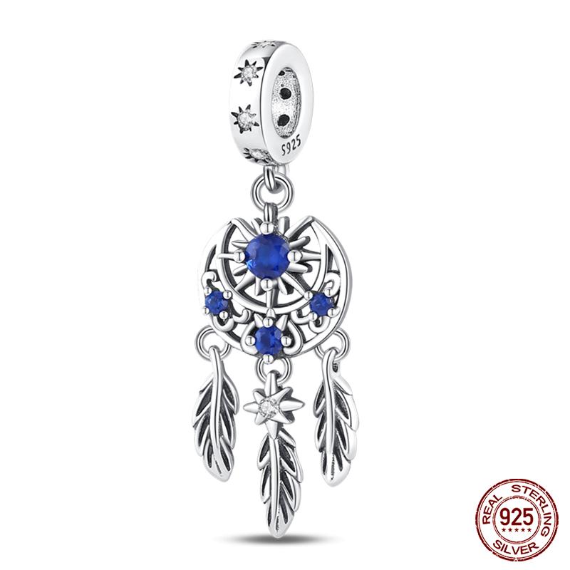 100% Real Copper Feather Dreamcatcher Tassel Charms Beads Fit Original Qikaola Bracelet Bangle Fashion Diy Jewelry