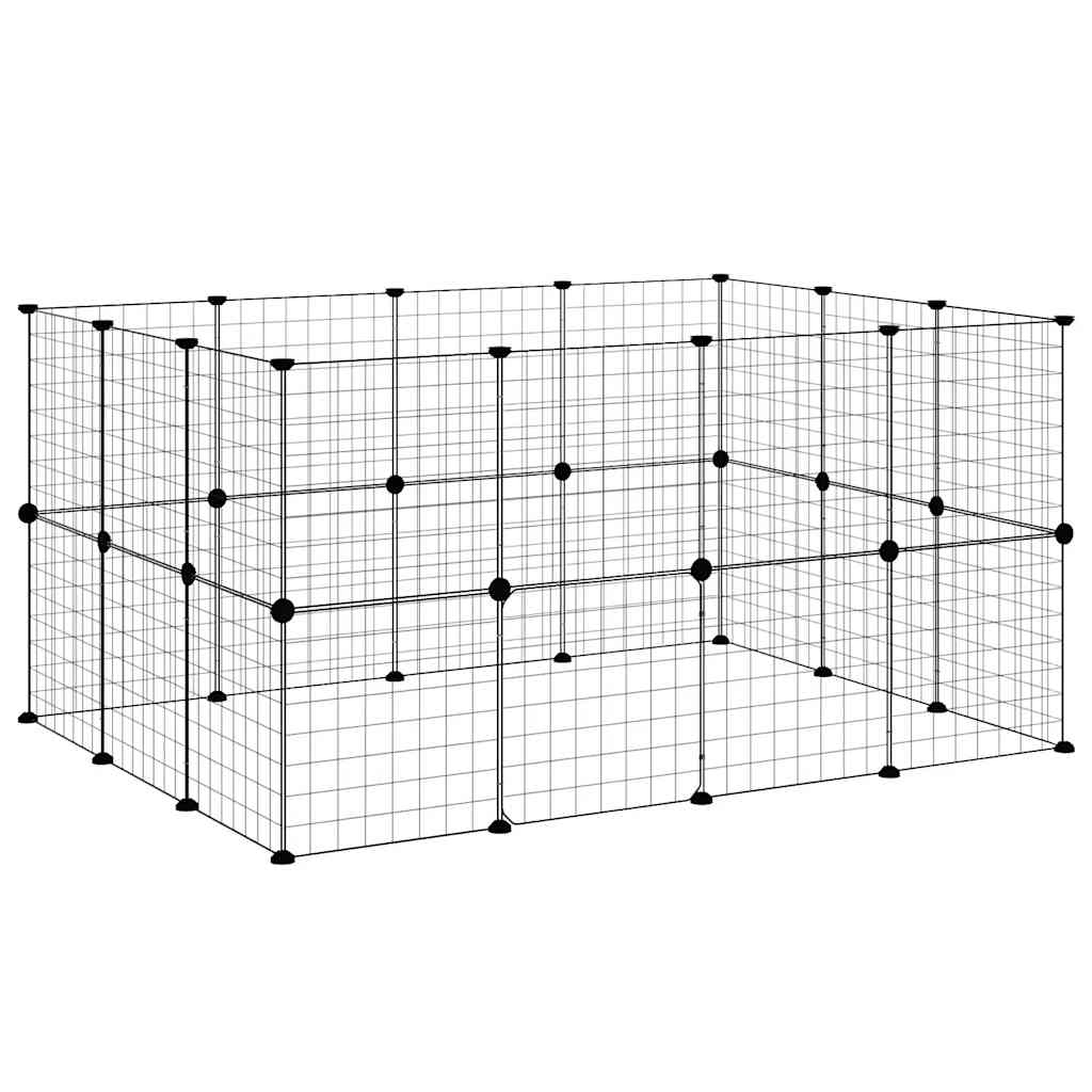 28 Piece Pet Cage with Door Black 35 X 35 Cm Steel
