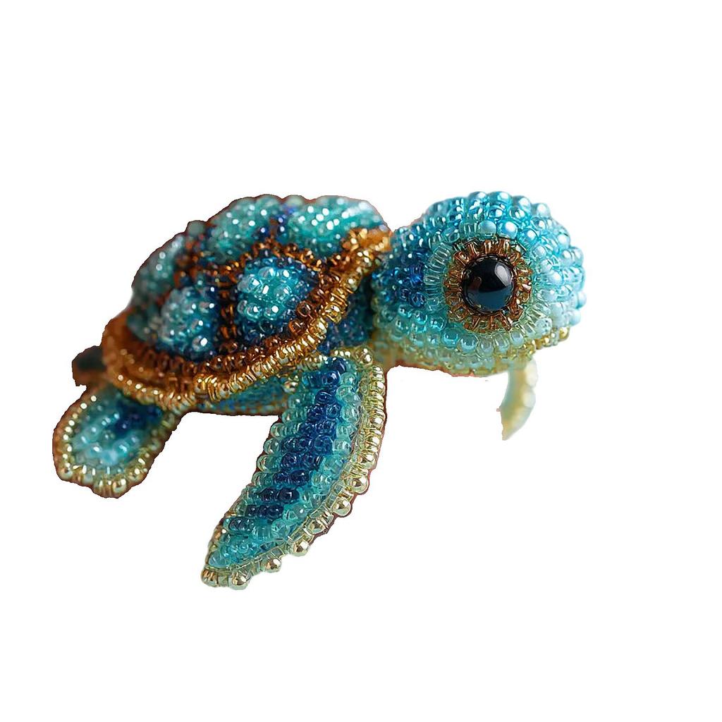 Bead Embroidery Kit, Beginner-Friendly Sea Creature Beaded Embroidery Kits, DIY Animals Three-Dimensional Beadwork Craft Kit