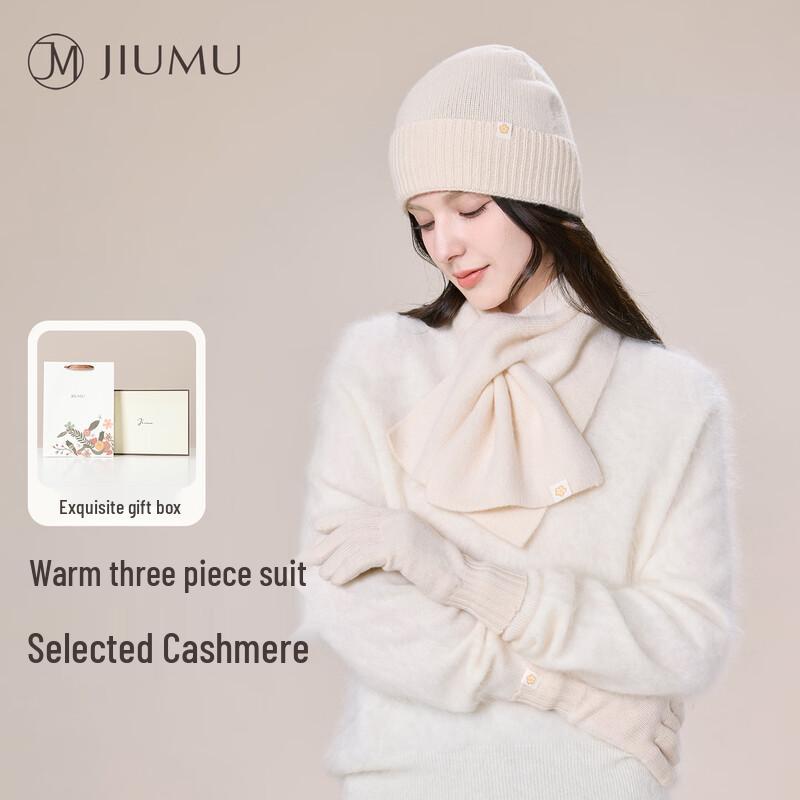 

JIUMU Women s Cashmere Scarf, Hat & Gloves 3-Piece Set